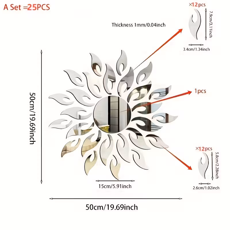 Acrylic Stickable Mirror Sun Flower Design - Image 2