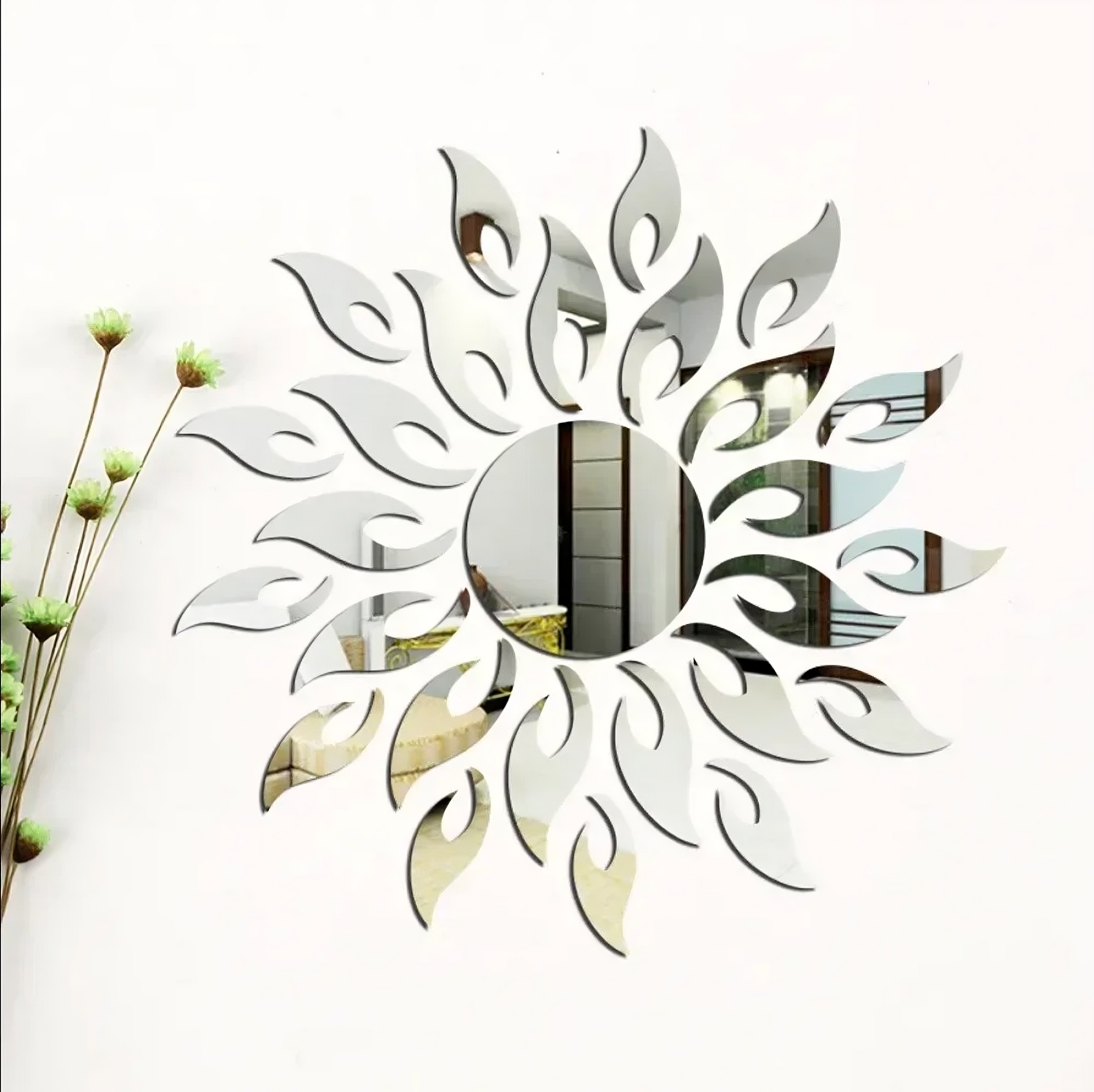 Acrylic Stickable Mirror Sun Flower Design - Image 4
