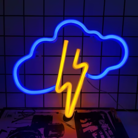 thunderstorm neon sign